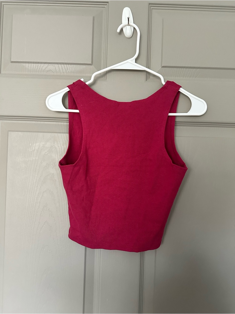 Bozzolo Raspberry Square Neck Ribbed Crop Tank - Picture 2 of 3